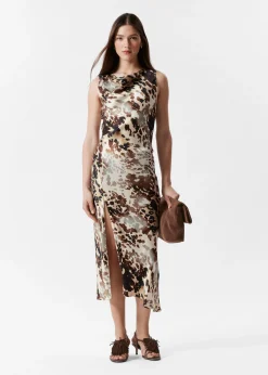 Drapiertes Midikleid aus Satin