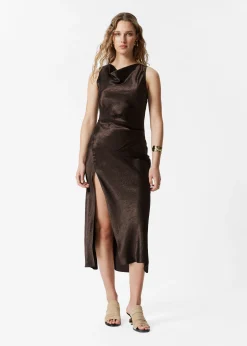 Drapiertes Midikleid aus Satin