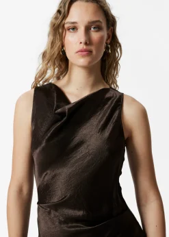 Drapiertes Midikleid aus Satin