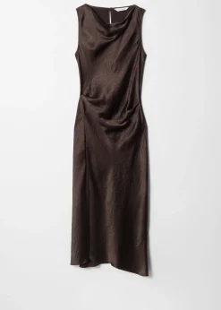 Drapiertes Midikleid aus Satin