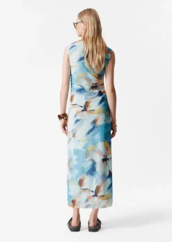 Drapiertes Midikleid ohne Ärmel