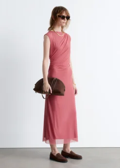Drapiertes Midikleid ohne Ärmel