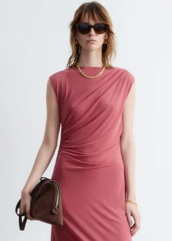 Drapiertes Midikleid ohne Ärmel