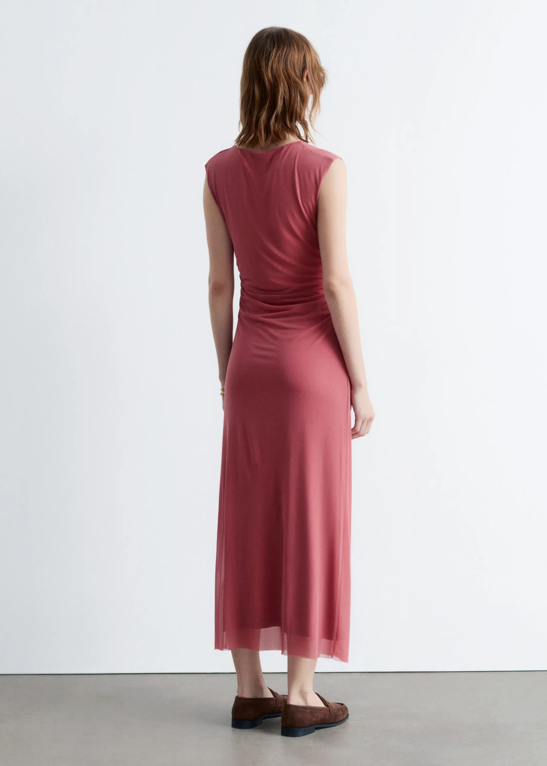 Drapiertes Midikleid ohne Ärmel
