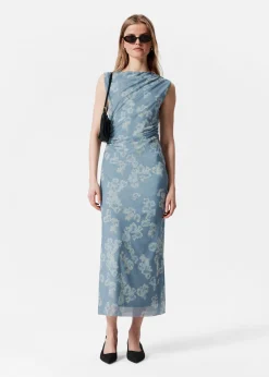 Drapiertes Midikleid ohne Ärmel