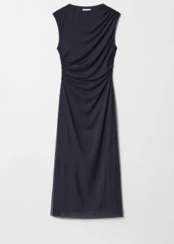 Drapiertes Midikleid ohne Ärmel