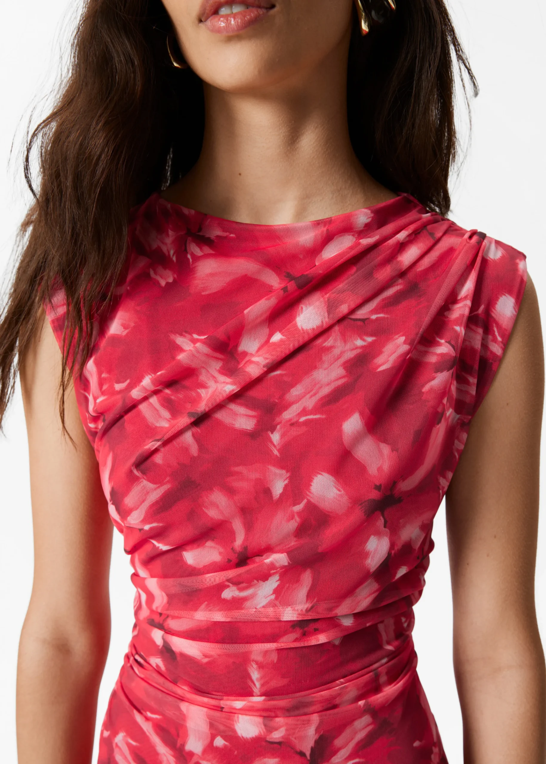 Drapiertes Midikleid ohne Ärmel