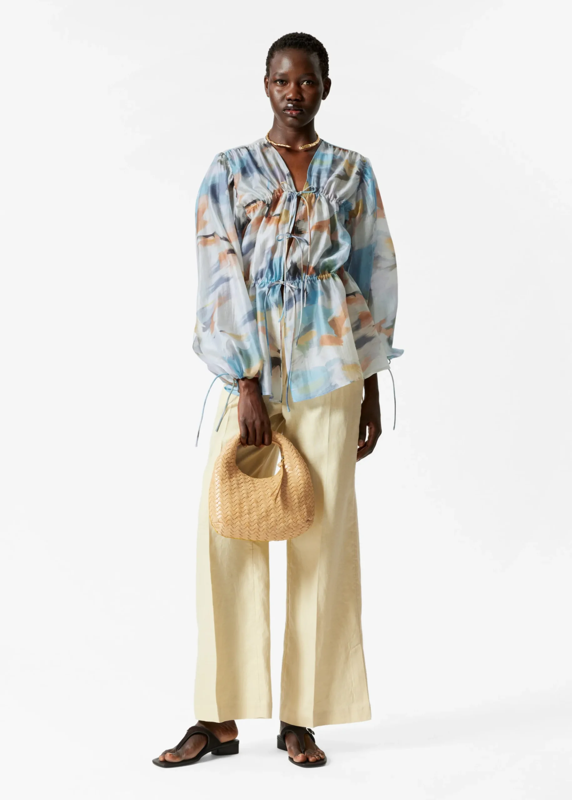 Geraffte Bluse mit Kordelzug