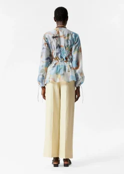 Geraffte Bluse mit Kordelzug