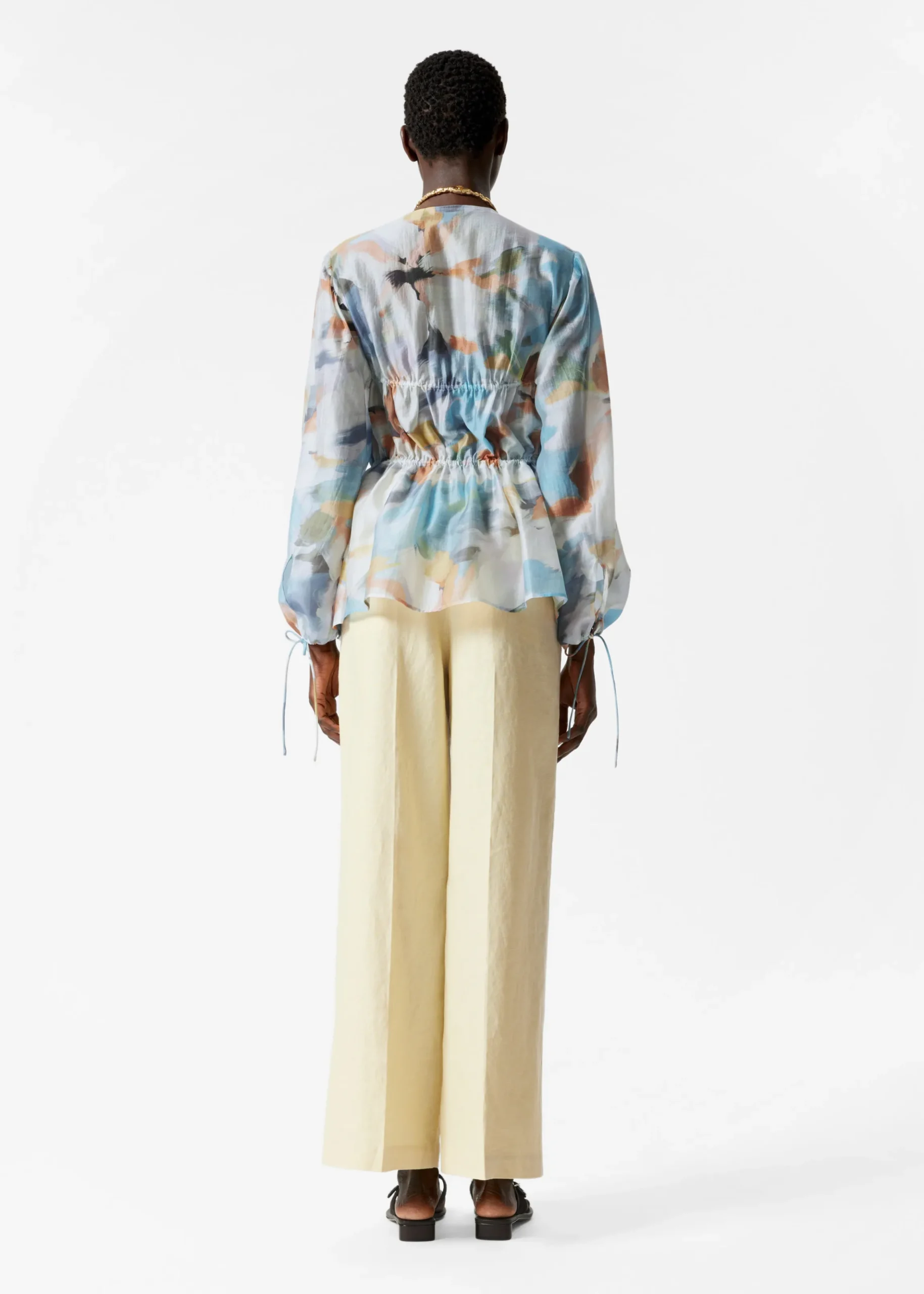 Geraffte Bluse mit Kordelzug