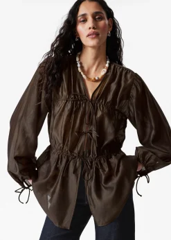 Geraffte Bluse mit Kordelzug