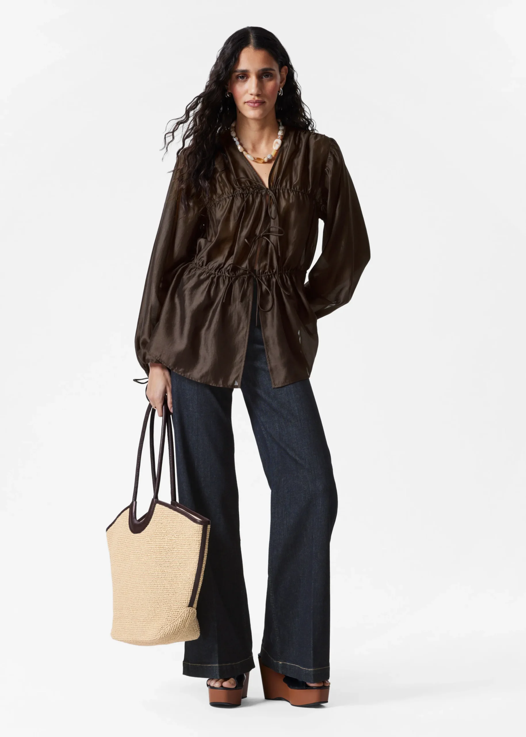 Geraffte Bluse mit Kordelzug