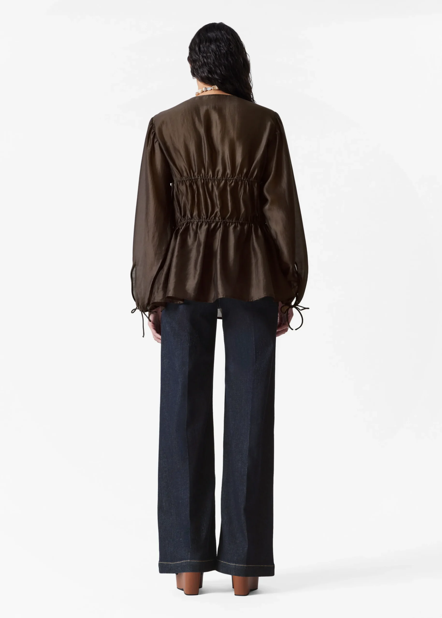 Geraffte Bluse mit Kordelzug
