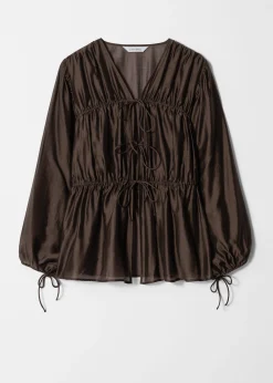 Geraffte Bluse mit Kordelzug