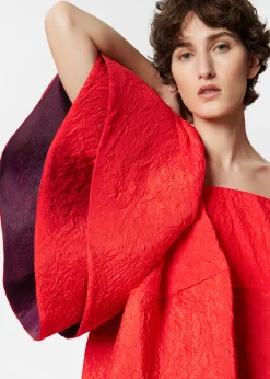 Gerüschtes Jacquard-Midikleid