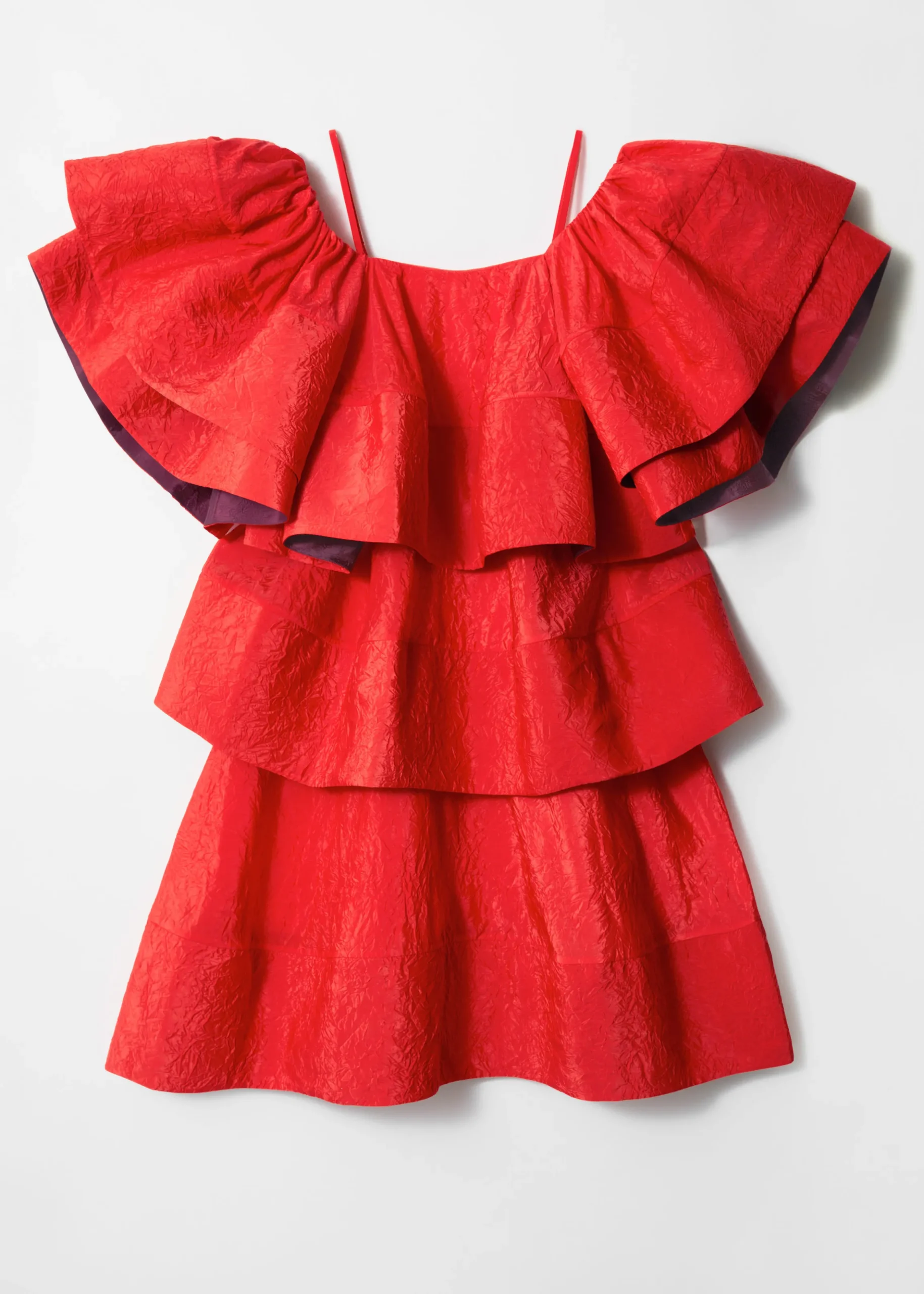 Gerüschtes Jacquard-Midikleid