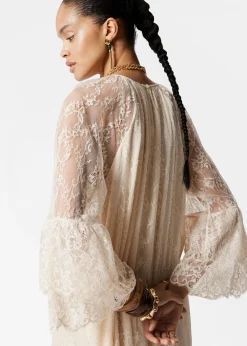 Gerüschtes Maxikleid mit Spitze