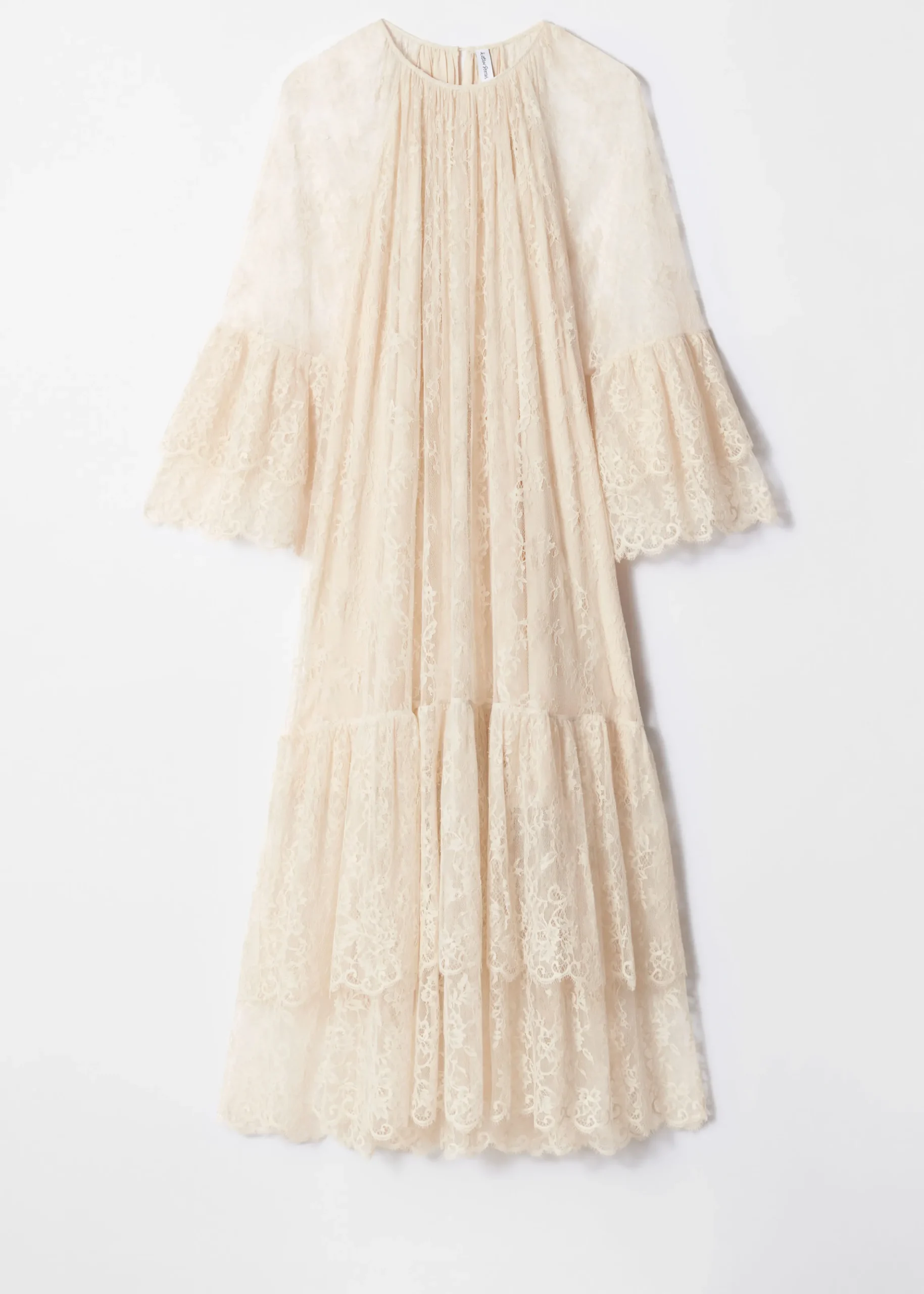 Gerüschtes Maxikleid mit Spitze