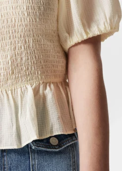 Gesmokte Bluse mit Schößchen