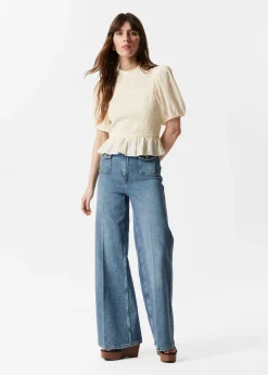 Gesmokte Bluse mit Schößchen