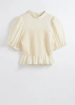 Gesmokte Bluse mit Schößchen