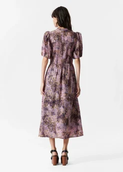 Gesmoktes Midikleid mit Puffärmeln