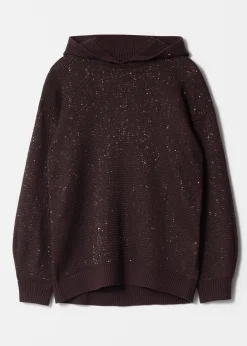 Gestrickter Kapuzenpullover in Metallic-Optik