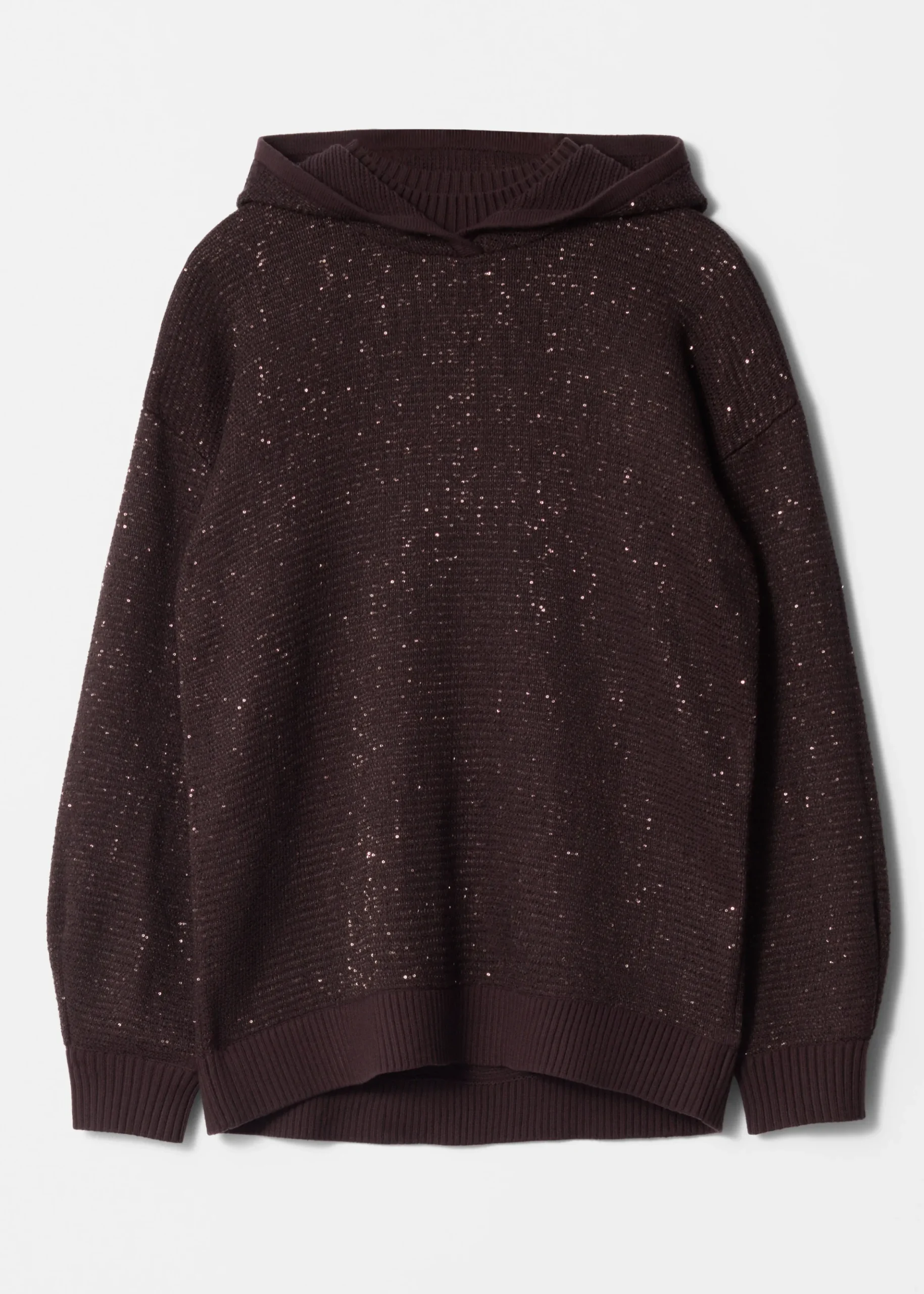 Gestrickter Kapuzenpullover in Metallic-Optik