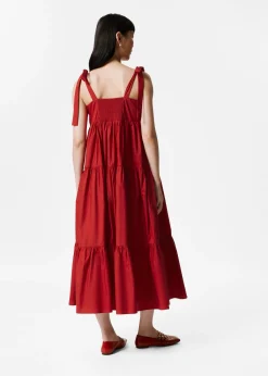Gestuftes Midikleid mit Bändern