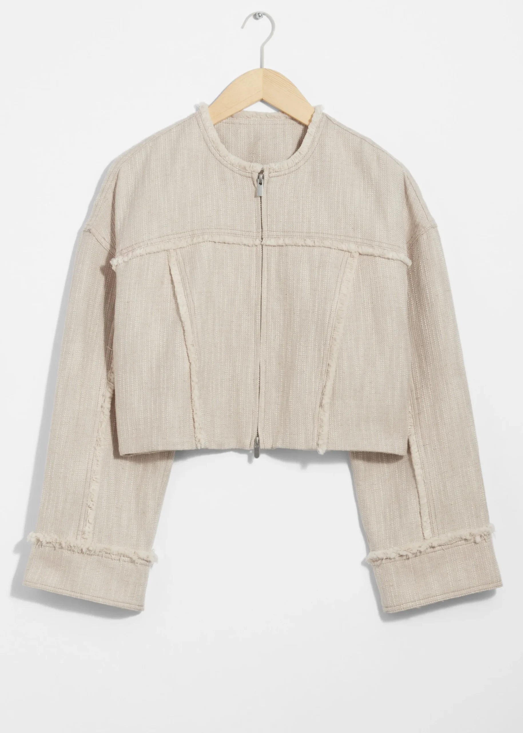 Jacke aus Leinen-Mix mit Fransen
