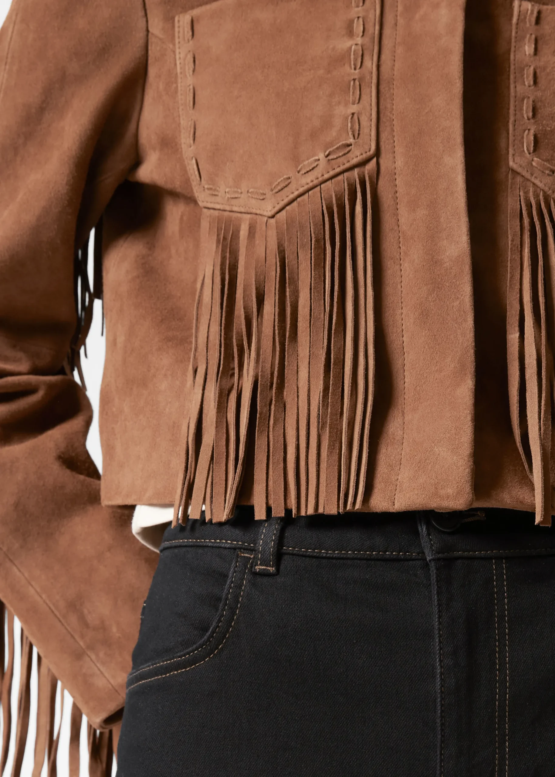 Jacke aus Veloursleder mit Fransen