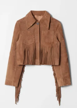 Jacke aus Veloursleder mit Fransen