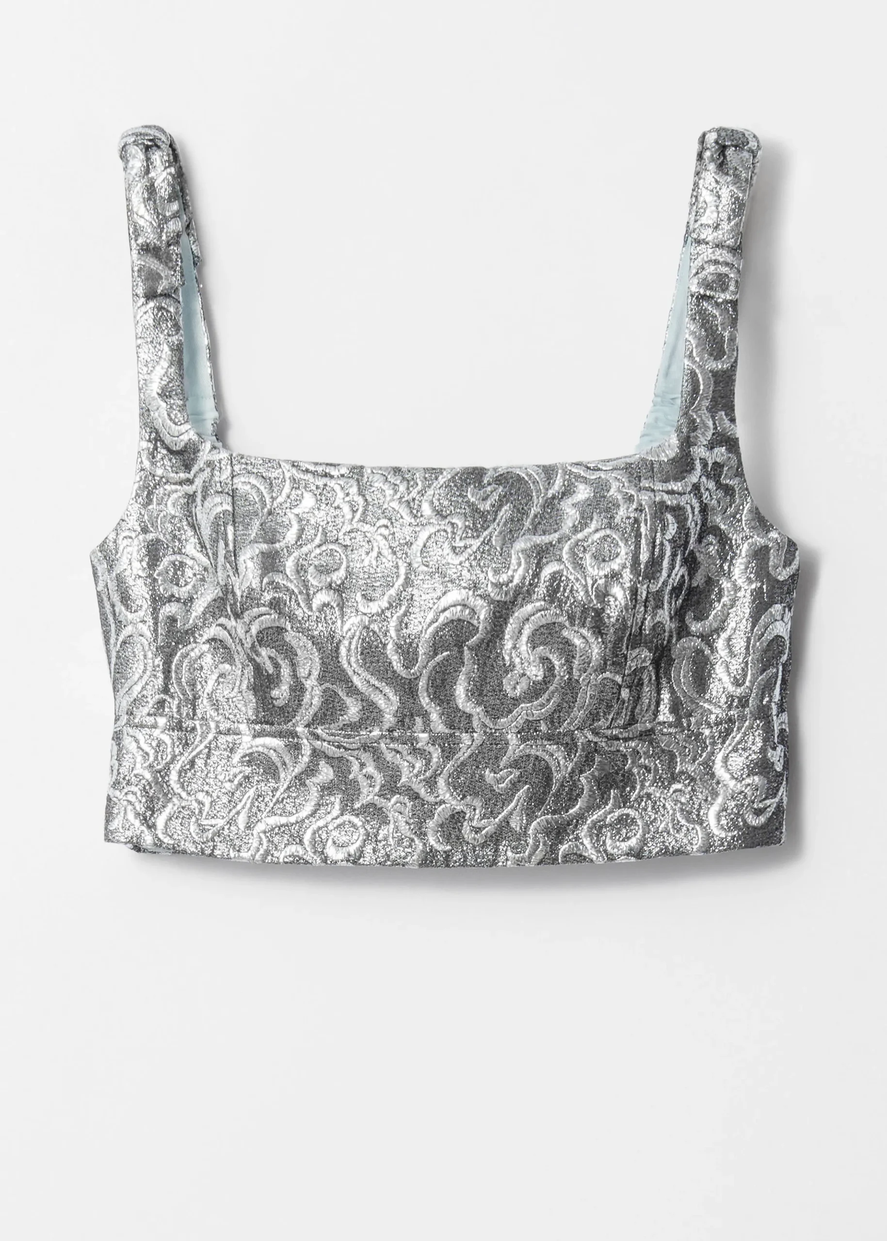 Jacquard-Crop Top in Metallic-Optik