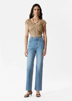 Jeans mit hohem Bund und weitem Bein