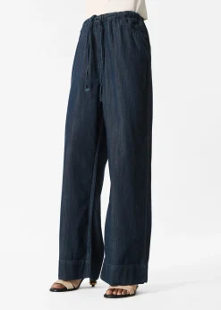 Jeans mit weitem Bein und Kordelzug