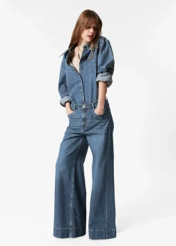 Jeans mit weitem, langem Bein