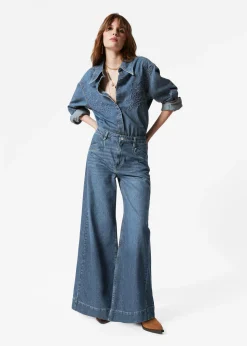Jeans mit weitem, langem Bein