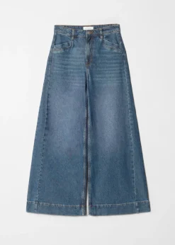 Jeans mit weitem, langem Bein