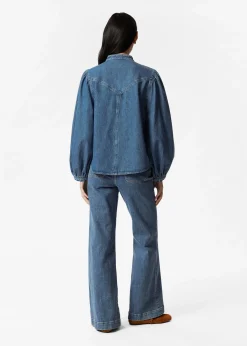 Jeansbluse mit Puffärmeln