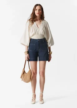 Jeansshorts mit hohem Bund