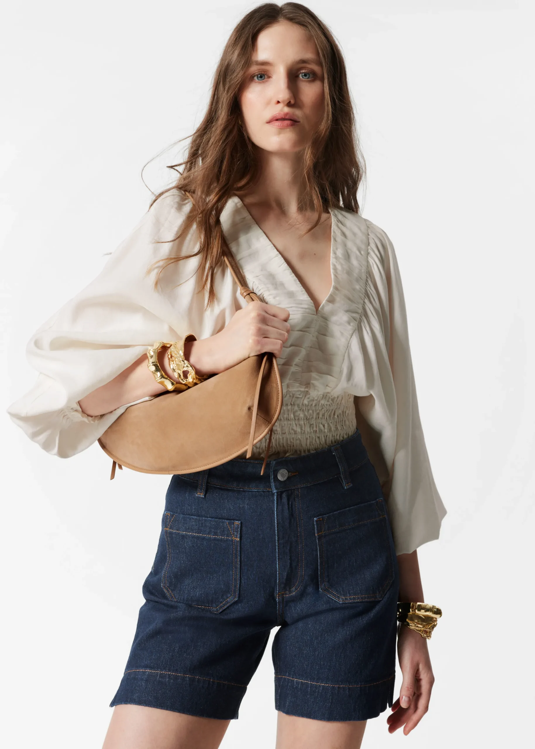 Jeansshorts mit hohem Bund