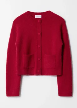 Kastenförmige Strickjacke mit Rundhalsausschnitt