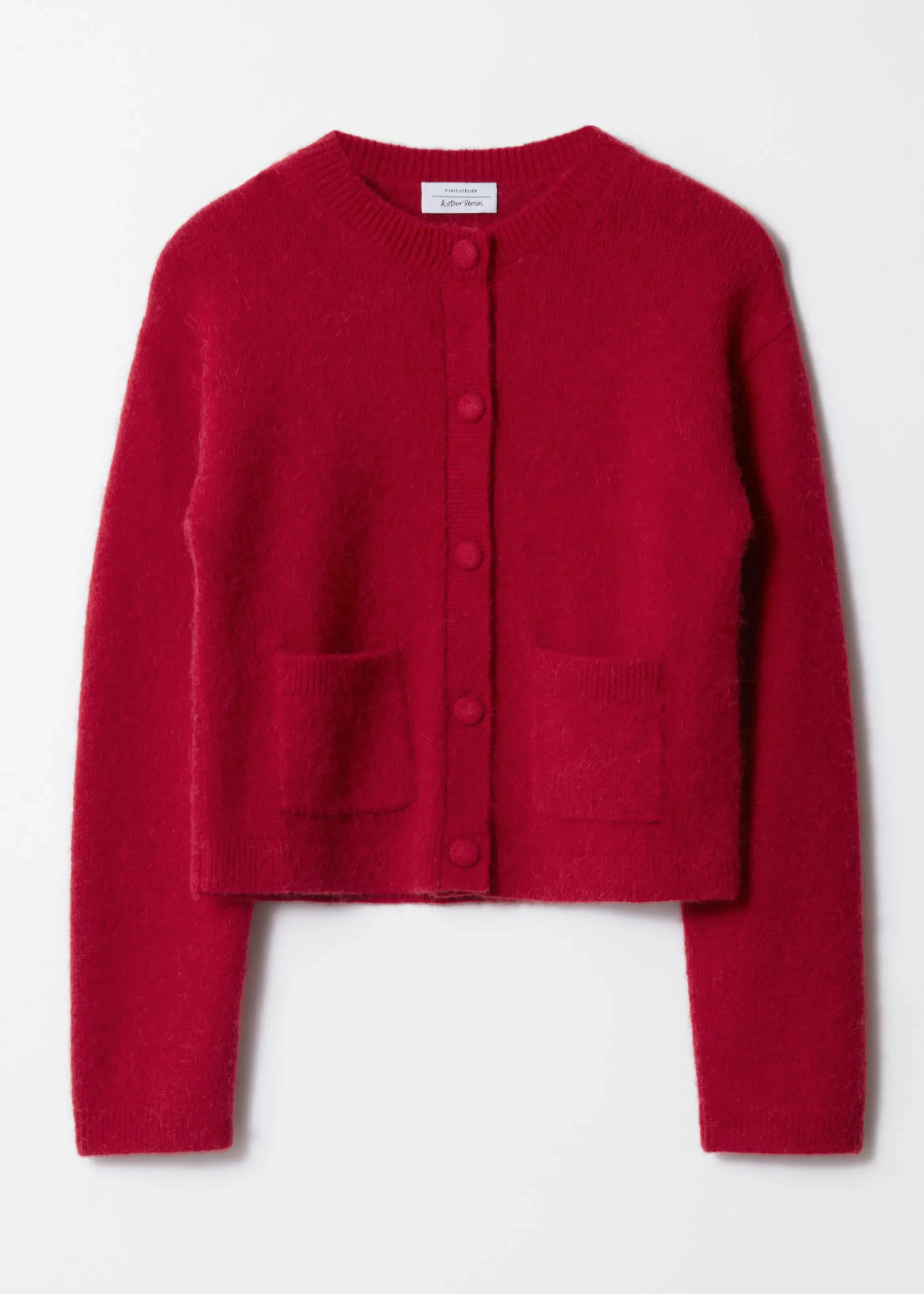 Kastenförmige Strickjacke mit Rundhalsausschnitt