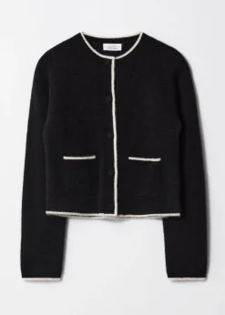 Kastenförmige Strickjacke mit Rundhalsausschnitt