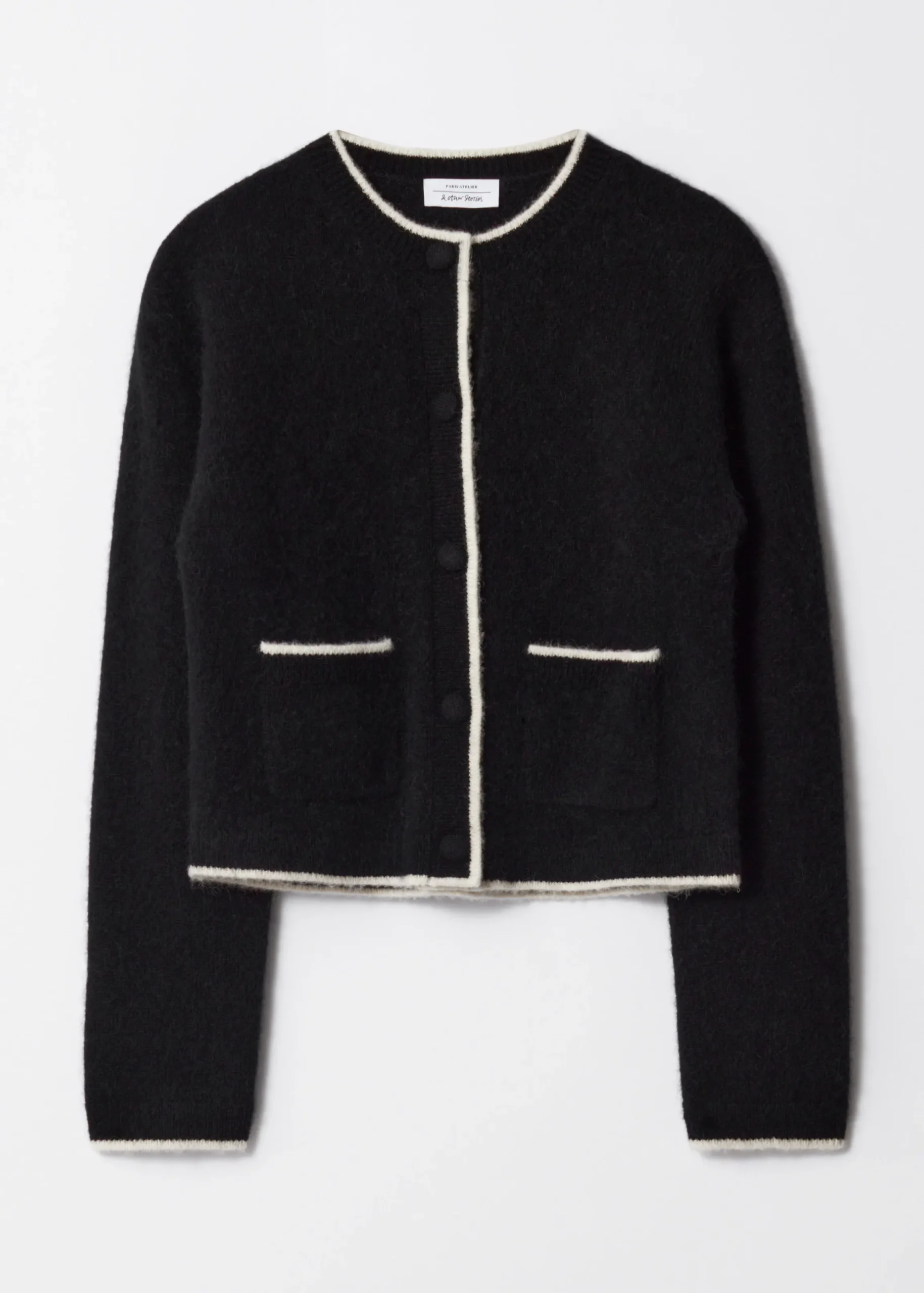 Kastenförmige Strickjacke mit Rundhalsausschnitt