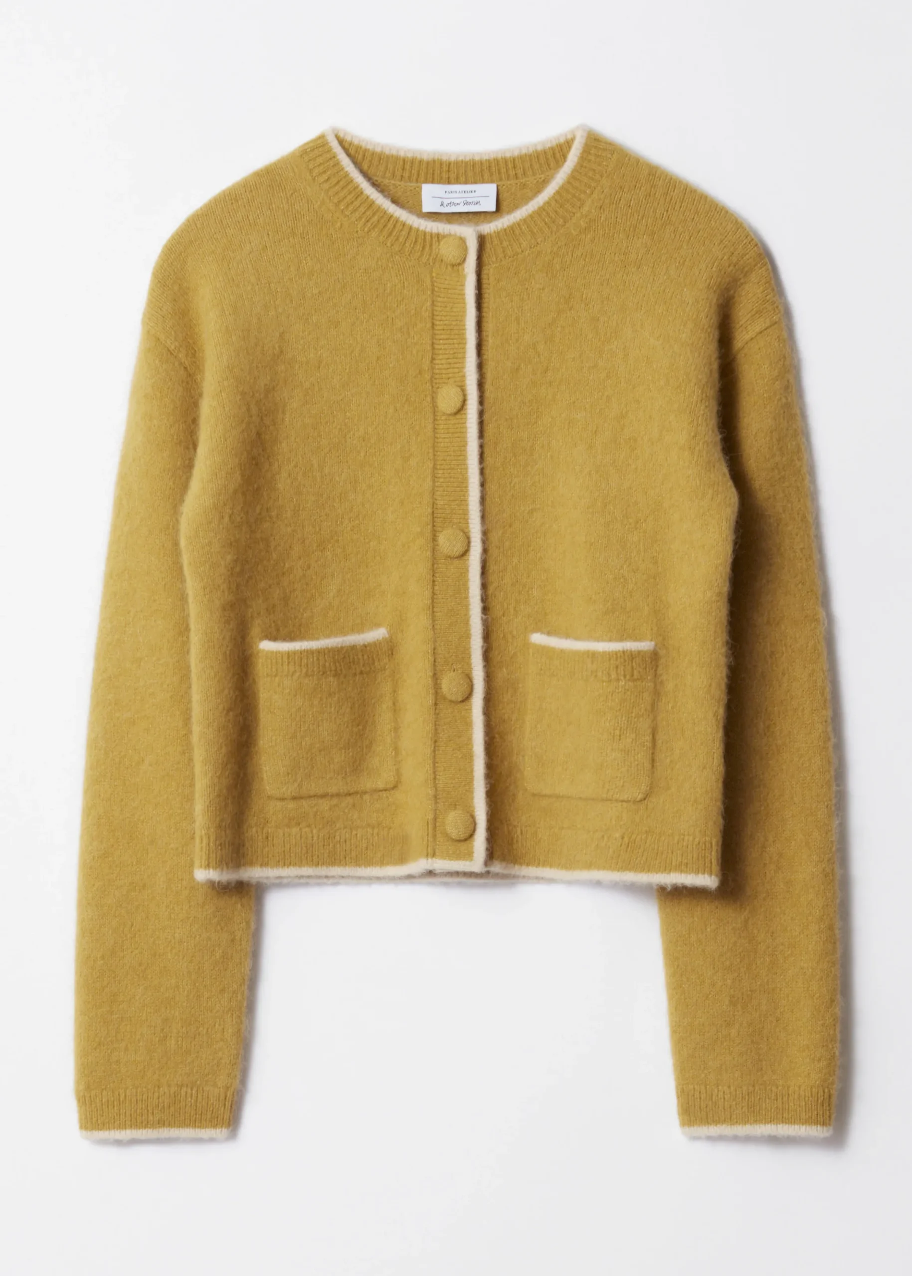 Kastenförmige Strickjacke mit Rundhalsausschnitt