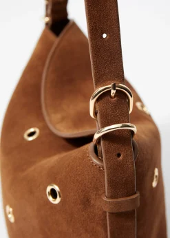 Kleine Tasche aus Veloursleder mit Ösen