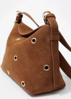 Kleine Tasche aus Veloursleder mit Ösen