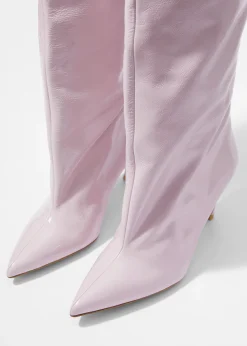 Kniehohe Stiefel aus Lackleder