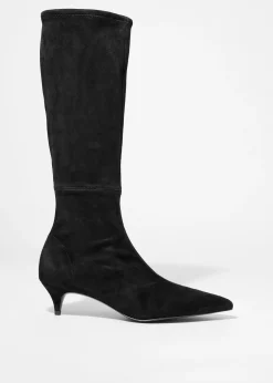Kniehohe Stiefel aus Stretch-Veloursleder